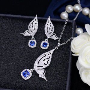 S925 Swarovski Crystal Butterfly Earrings Necklace